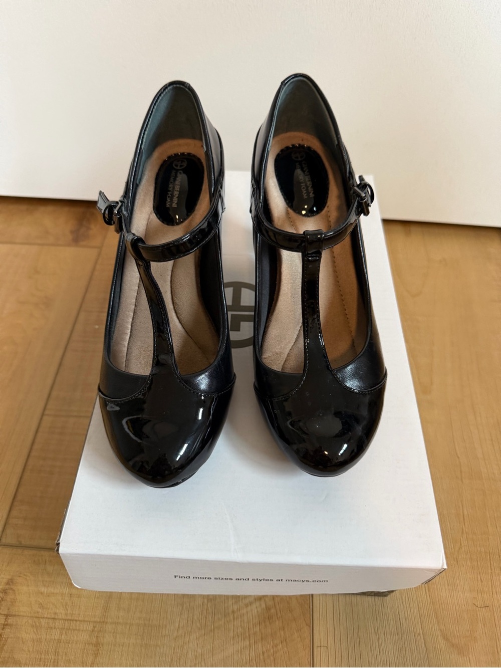 Giani Bernini Black Patent T-Strap Pumps